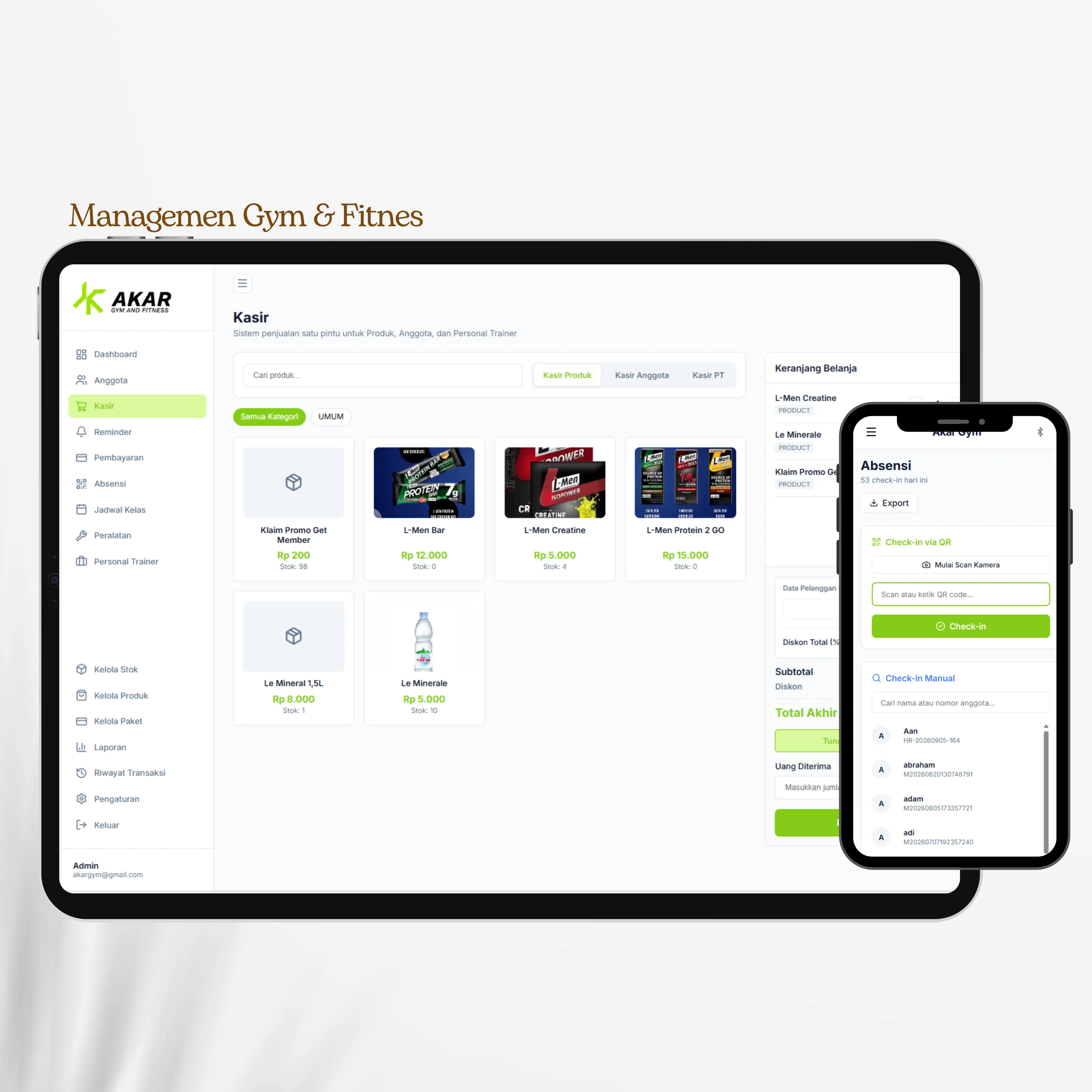 Akar Gym & Fitness – Sistem Manajemen & Kasir Gym